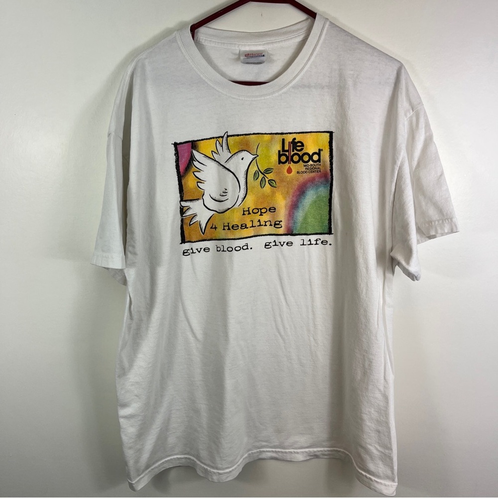 Vintage 90's Give Blood Give Life Dive Tshirt Life Blood Hope 4 Healing XL